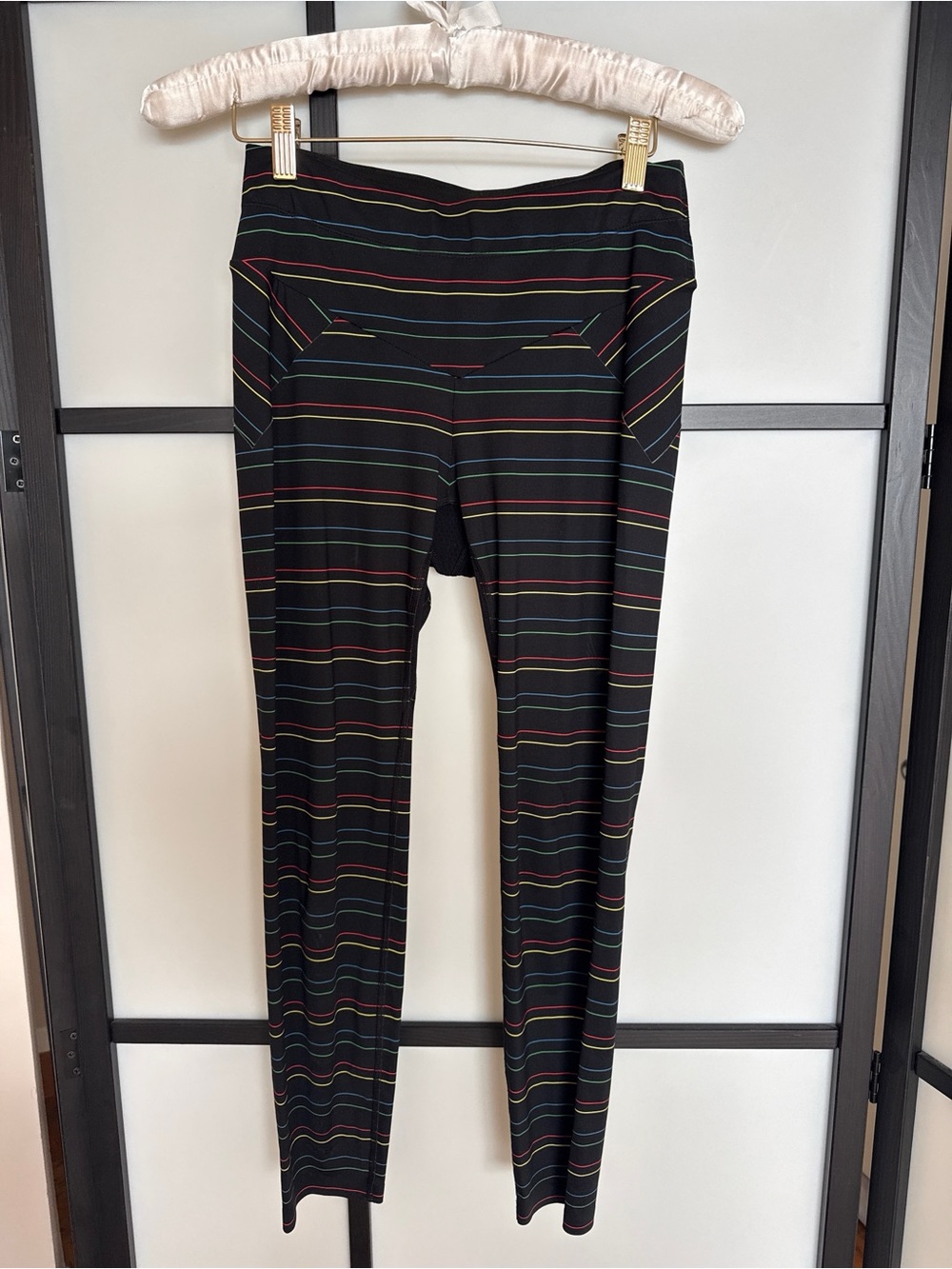 Lucas Hugh London Black Rainbow Stripe Technical Running Leggings Size S